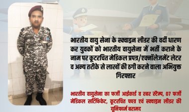 एस०टी०एफ भारतीय वायुसेना के स्क्वाड्रन लीडर की वर्दी धारण कर वायुसेना में भर्ती कराने के नाम पर सैकड़ो बेराजगार युवकों से लाखों की ठगी करने वाला शातिर जालसाल गिरफ्तार।