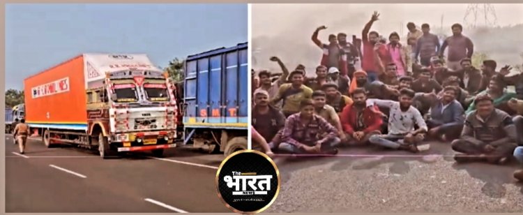 દેશમાં લાગુ થયેલા નવા હિટ એન્ડ રન કાયદાના વિરોધ અમદાવાદ-ઈન્દોર નેશનલ હાઈવે પર બાલાસિનોર બાયપાસ પર ચક્કાજામ