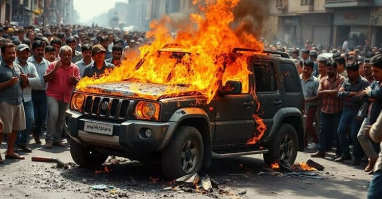 वैशाली में तेज रफ्तार स्कार्पियो ने 4 लोगों को कुचला, एक की मौके पर मौत, नाराज लोगों ने गाड़ी में लगाई आग