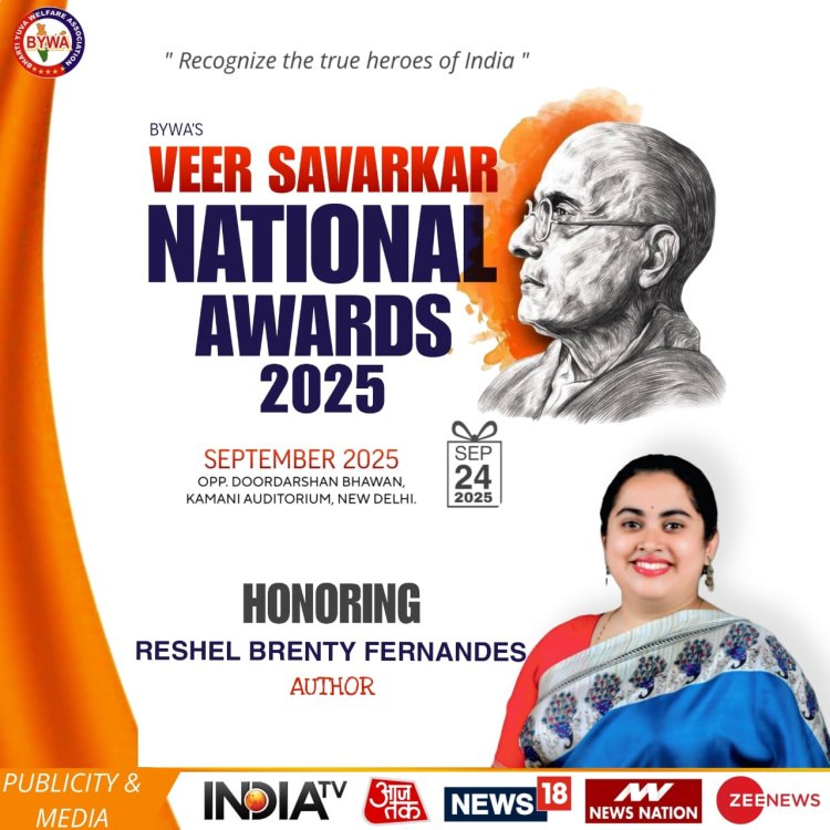 Young Author and Orator Reshel Brenty Fernandes to Receive the Prestigious Veer Savarkar National Award 2025