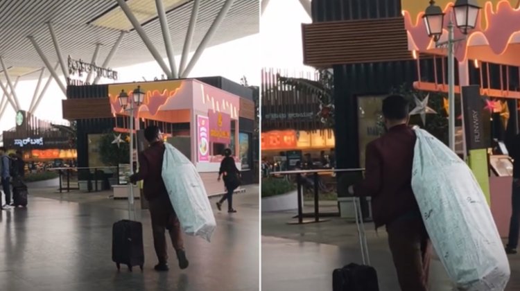 इंडिगो की फ्लाइट पकड़ने पूरे इंतजाम के साथ पहुंचा पैसेंजर, कहा- आज फिर कैंसिल हुई तो यहीं सो जाउंगा!