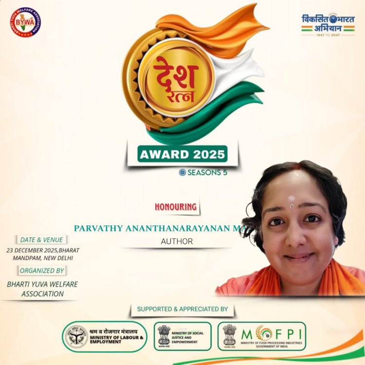 Parvathy Ananthanarayanan M to Be Honoured with Desh Ratna Award 2025 for Excellence in Literature